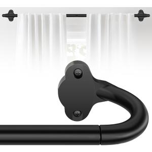 Wrap Around Curtain Rod 18-45 Inch(1.5-3.75 Feet), 5/8'' Adjustable Heavy Duty Blackout Drapery Rod, Curved Ceiling Mount Room Darkening Curtain Rods for Windows, Black