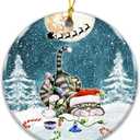 5 x Funny Cat Ornament 2025, White Elephant Gift  Holiday Decoration with Kitten in Santa Hat Watching Santas Sleigh  Cute Pet Lover Gift  Rustic Farmhouse Xmas Tree Keepsake