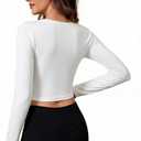 Women's Pilates Wrap Tops V-Neck Cross Tie Long Sleeve Shirt for Ballet Dance Yoga Workout (White, XS)