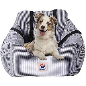 BLOBLO Dog Car Seat Pet Booster Seat Travel Safety Dog Bed for Car with Storage Pocket (Blue)