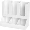 Richboom Cup and Lid Organizer, 6 Compartments with 2 Removable Dividers Coffee Station Countertop Cup Dispenser Condiment Organizer Accessories Caddy for Breakroom, Office, Home - White
