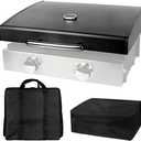5011 Hard Cover Hood with Temperature Gauge for Blackstone 22 inch Table Top Griddle, Griddle Lid and Heavy Duty Grill Cover & Bag for Blackstone 22" Table Top Griddles, Black