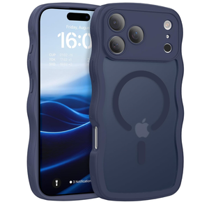 BENTOBEN Magnetic for iPhone 17 Pro Max Case, Cute Wavy [Full Camera Protection][Compatible with MagSafe] Matte AntiSlip Bumper Women Men Boys Protective Cover for 17 ProMax 6.9", Deep Blue