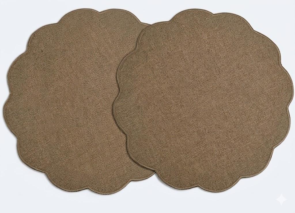 AHHFSMEI Round Faux Linen Placemats Set of 2 Heat Resistant Non-Slip Stain Proof Table Mats for Kitchen Dining Elegant Decor Place Mats (Brown,2)