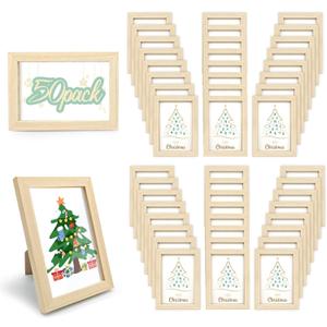YOUKE OLA Set of 50 Picture Frame Bulk Photo Frames Wall Mounting Simple Photo Frames Multi Picture Frames for Wall or Tabletop, 4X6 Inch Natural