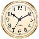 Hicarer 3-1/2 Inch (90 mm) Quartz Clock Fit-up/Insert with Arabic Numeral (Gold)