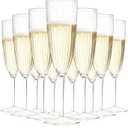 12Pcs Plastic Champagne Flutes,6 Oz Clear Champagne Glasses, Disposable Wine Glasses for Party Wedding Banquet Family Holiday Picnic Cocktail Mimosa Bars Engagements Thanksgiving Christmas Toasting