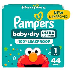 Pampers Diapers - Baby Dry - Size 1, 44 Count, Absorbent Disposable Infant Diaper (Packaging May Vary)