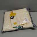 Kids Duvet Cover Set Twin, Cotton Cartoon Car Truck Bedding Set for Boys Girls, 2 Pieces Soft Breathable White Yellow Plaid Reversible Comforter Cover Set (1 Duvet Cover+1 Pillowcase)