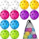 Coopay 12/50/100 Pack Baseball Practice Balls Plastic Training Balls Lightweight Hollow Softballs with a Drawstring Bag for Hitting, Baseball Training Indoor Outdoor Use (6 Colors) 12 Pack