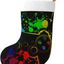 Gamer Gamepad Large Christmas Stockings, Xmas Tree Fireplace Hanging Decorations for Home Holiday Decor (One Size)