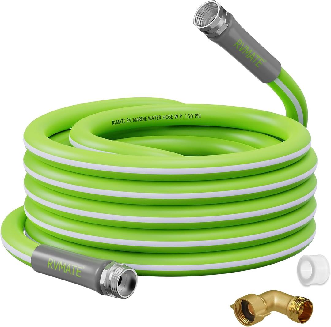 RVMATE RV Water Hose 35FT, 5/8 Inner Diameter Drinking Water Hose Lead-free, No Leaking Garden Hose For RV/Trailer/Camping, RV Accessories (Green)