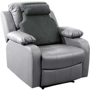 HOMBYS Sherpa Fleece Lumbar Support Pillow with Headrest for Recliner,Memory Foam Recliner Chair Cushion for Back Pain,Big High Back Support for Recliner with Chair Headrest for Elderly (Grey)