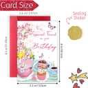 4 x Best Friend Birthday Card for Women, Funny Birthday Cards for Friend Sister Bestie, Cute Bday Gifts for Mom