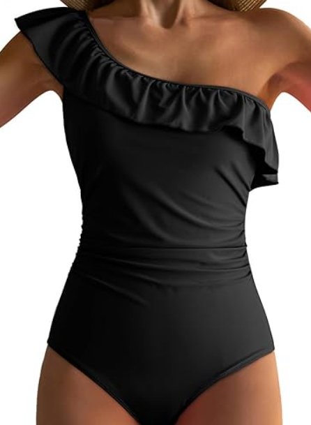 Dokotoo Womens One Piece Swimsuits One Shoulder Ruffle Bathing Suits(XXL)