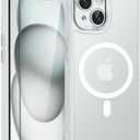 3 x WRJ for iPhone 15 Case, Slim Translucent Matte Magnetic Case for Women Men [Compatible with Magsafe][Enhanced Camera Protection] Anti-Fingerprints Shockproof Cover with Screen Protector-Transparent
