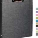 Cherrich Three Ring Binder with Clipboard, Linen Cover Clipboard Binder 1 Inch for 8.5" x 11" Paper, 2 Interior Pockets Paper for Organization of School, Business and Home