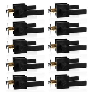 HARDHAWK Door Handle with Lock, Privacy, 10 Pack, Matte Black