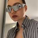 AIEYEZO Modern Fashion Rimless Futuristic Wrap Around Sunglasses Women Men Cyberpunk Visor Sun Glasses Trendy Future Shades