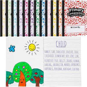 Henoyso 12 Pcs Blank Books for Kids to Write, Primary Composition Notebook K-2 Journal Ruled Books Student 1st 2nd Grades Writing Drawing Practice for Preschool Back to School Supplies (12 Color)