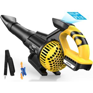 Cordless Leaf Blower Compatible with Dewalt 20V MAX Battery (NO Battery), 710 CFM/180 MPH Brushless Electric Leaf Blower Battery Powered with Shoulder Strap, Handheld Leaf Blower for Lawn Care (Yellow)