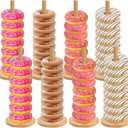 Giantree 4 Pack Donut Stand, Donut Stand For Dessert Table Donut Wooden Stand Donut Display Stand Tower Bagel Stand Holder Doughnut Stand 10.62in Long For Party Christmas Birthday New Year Wedding