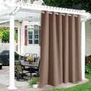 RYB HOME Outdoor Curtains Waterproof - Indoor Outdoor Patio Curtains Blackout Light Block Drapes for Shower Pavilion Gazebo Porch, 1 Piece, 84 x 84 inches Long, Mocha