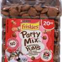 Purina Friskies Natural Cat Treats Party Mix Natural Yums With Real Salmon and Added Vitamins, Minerals and Nutrients - 20 Oz. Canister (EXP 12/01/26)