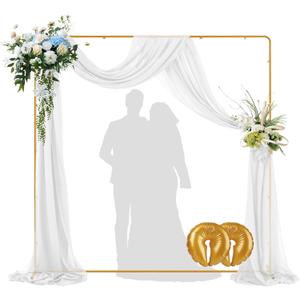 GOJAWAY Square Backdrop Stand Metal Gold Wedding Arch Stand 7.2ft Rectangle Backdrop Frame for Birthday Party Baby Shower Graduation Ceremony Decoration