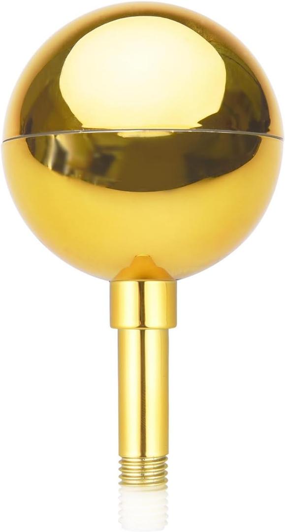 3" Flagpole Ball Topper Ornament, Fits 20/25/30Ft Flagpole and pole light, Weatherproof Finial Flagpole Top Replacement (Gold)