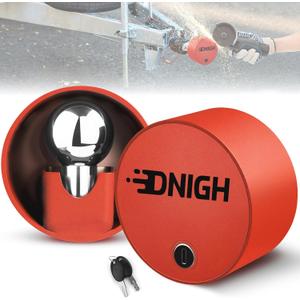 Trailer Hitch Locks with Spherical Ball Head  Fits 1-7/8", 2", 2-5/16" Couplers, No Gaps Anti-Pry & Anti-Cut Design, Heavy Duty Trailer Lock for Boat/RV/Camper, Red