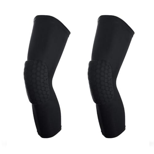 SUJAYU Basketball Knee Pads, 2 Pack Honeycomb Anti Collision Leg Compression Sleeves, Sports Sleeves for Wrestling Football Volleyball Soccer Skating (Large, Black)