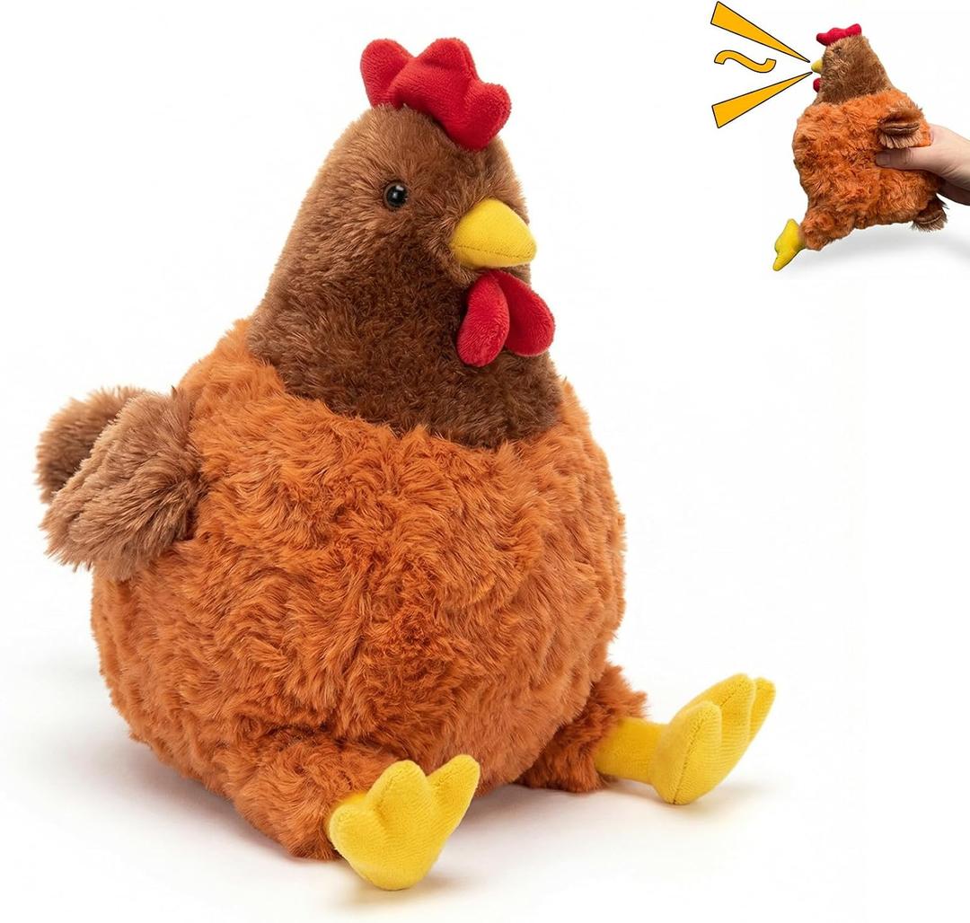 Freetoes Screaming Chicken Plush Toys,Chicken Stuffed Animal for Funny Gag Gifts,Pranks Stuff for Adults,Prank Noise Maker,Funny Dog Squeak Toys Pet Supplies,White Elephant Gifts for Adults