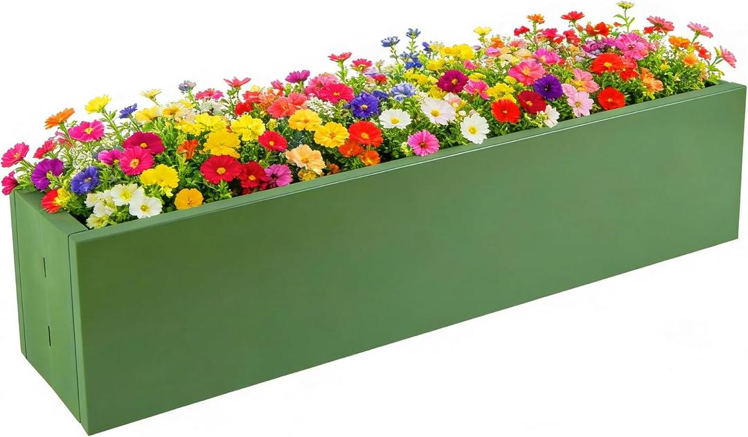 Metal Railing Planter Box, 30 Inch Balcony Planters with Adjustable Brackets, Large Hanging Planters for Outdoor Fence Deck