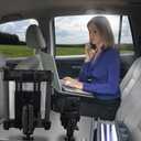 AutoExec Reach Desk Back Seat Left Side for Your Vehicle Workstation and Mobile Office, Gray, with Phone Mount and Tablet Mount