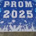 INRUI Prom 2025 Photography Background Blue and Silvery 2025 Prom Night Banner Glitter Balloons Flags Graduation Party Decorations Backdrop (8x6FT)