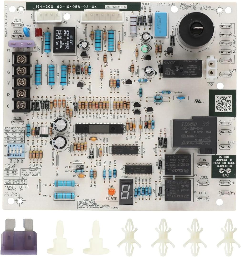 New Upgrade 62-104058-02 Integrated Furnace Control Board Replacement for Rheem Furnace R801P-MSA, R801P-ZSA, R801S-MSA, and R801S-MS Gas Furnaces