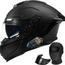 Bluetooth Modular Motorcycle Helmet with Dual Visors, DOT ApprovedBuilt-in Sun Shield, Removable Washable Liner for Adults Men Women, Casco Moto Hombre Mujer (M54~55CM)