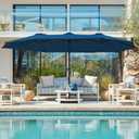 SUPERJARE 15FT Outdoor Umbrella for Patio, Double sided Pool Umbrellas with Fade Resistant Canopy, Large Table Umbrella for Deck, Market, Backyard - Navy Blue(No Base)