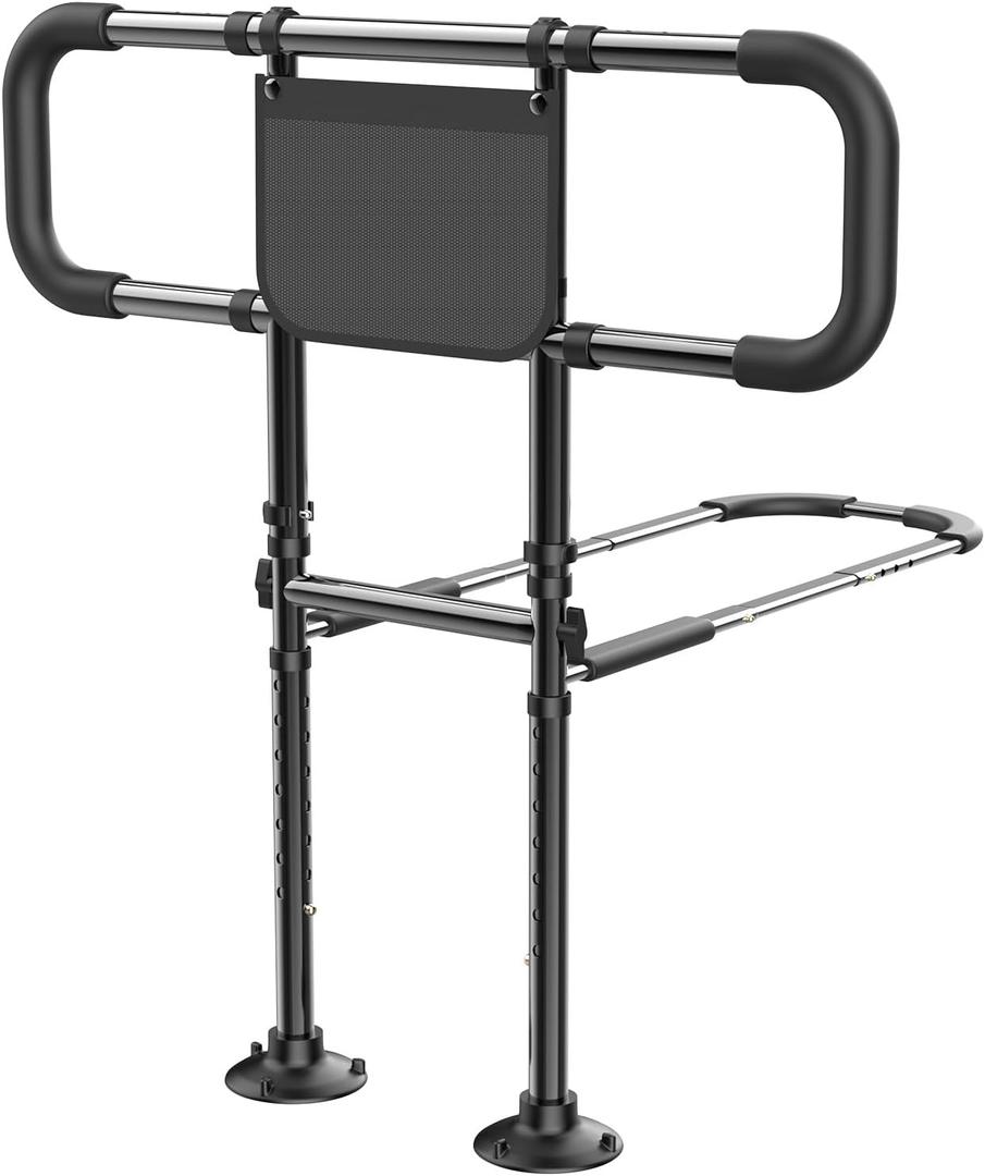 Bed Rails for Elderly Adults Safety with Extending Non-Slip Handle, ASTM Approved Adjustable Bed Assist Rail for Seniors, 400lb Weight Capacity, Storage Pocket & Fixing Strap, Fits Twin/ Full/ Queen/ King