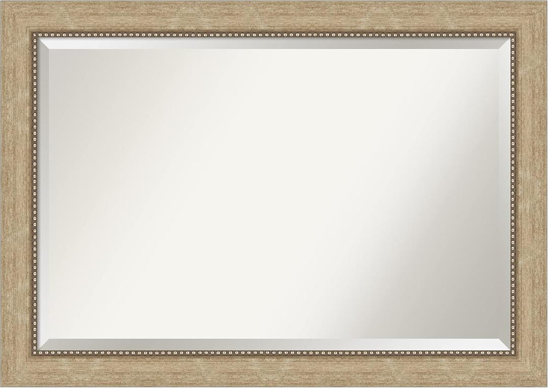 Amanti Art Champagne Wall Mirror 29x41 Astor Champagne Rectangle Bathroom Mirror for Wall Decor Living Room, Large Casual Frame, Hangs Horizonally and Vertically, Bathroom Decor, Beveled Edge from WI