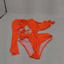 Kisscynest Women's Sexy Cutout One Piece Swimsuit Monokini with Long Sleeve Coverup Shirt, Orange,  M