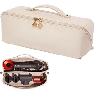 Travel Case Compatible with Dyson Airwrap Styler, Portable Supersonic Hair Dryer Travel Storage Bag, Waterproof Carrying Case Organizer for Shark Flexstyle and Attachments (White)