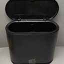 Black Slim Bathroom Trash Can with Press Top Lid,12 Liter Small Thin Garbage Can,3.17 Gallon Narrow Dog Proof Plastic Waste Basket and Covered Wastebasket for Room,Bedroom,Kitchen,Toilet,Office,Dorm