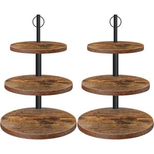 Cupcake Stand, 3 Tier Cake Stands Rustic Dessert Table Display Set Wood Cupcake Tower Cake Stand Tiered Tray Stand for Wedding Birthday Baby Shower 2 Pack