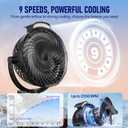 8-Inch Rechargeable Clip on Fan, 10000mAh Portable Camping Fan with LED Light, 9-Speed Ultra Quiet Airflow, 30H Runtime, 360 Rotating Desk Fan for Golf Cart, Bedroom, Office, Dorm, Black
