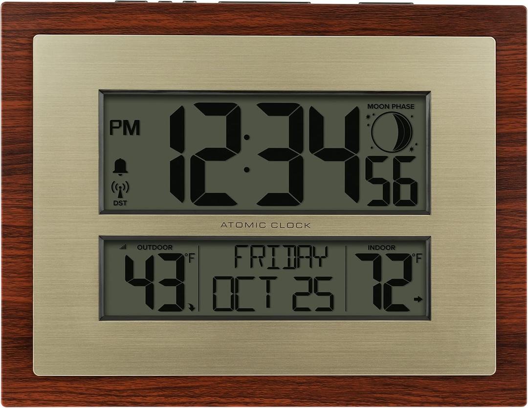 La Crosse Technology Atomic Digital Wall/Table Clock, 11" x 8.54" 