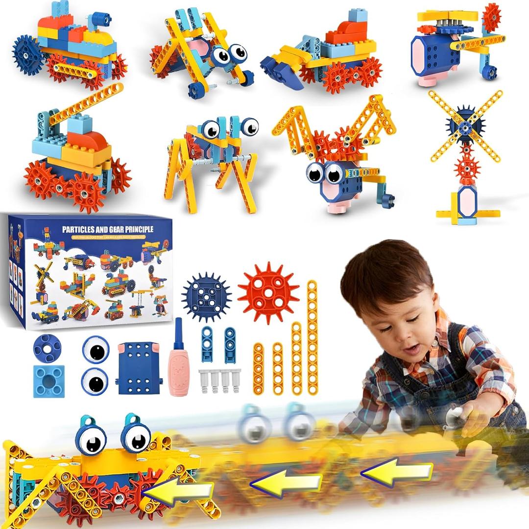 Building Block STEM Toys for Boys,  Robot Construction Car Toy, Engineering Tinker Toy Kit, 135 Pieces Building Blocks Educational 3+