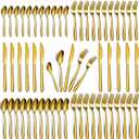 Gold Silverware Set - 60PCS Stainless Steel Silverware Set for 12, Includes Forks Spoons and Knives, Utensil Sets for Home Kitchen Restaurant, Dishwasher Safe