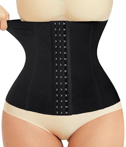 LODAY Waist Trainer Corset Shapewear Tummy Control Body Shaper Waist Cincher for Women Postpartum Belly Band Wrap(L,Black(hook))